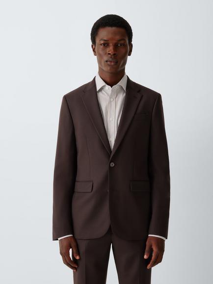 John Lewis Wool Twill Slim Fit Blazer, Chocolate, Chocolate