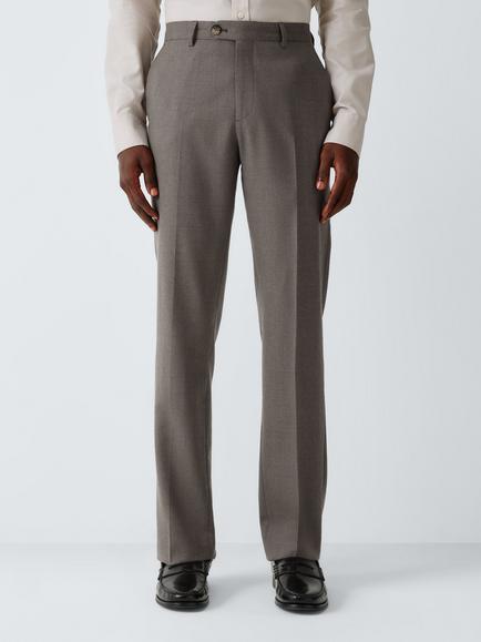 John Lewis Pure Wool Flannel Slim Fit Suit Trousers, Oat, Oat