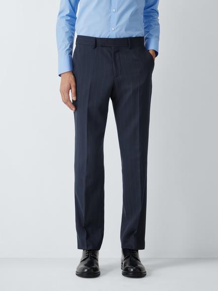 John Lewis Pinstripe Wool Trousers, Navy, Navy