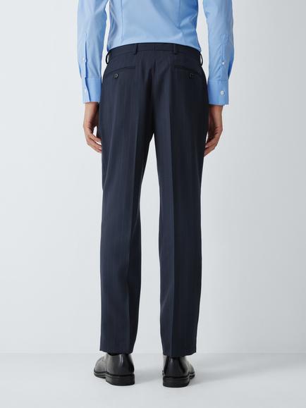 John Lewis Pinstripe Wool Trousers, Navy - view 2, Navy