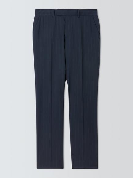 John Lewis Pinstripe Wool Trousers, Navy - view 2, Navy