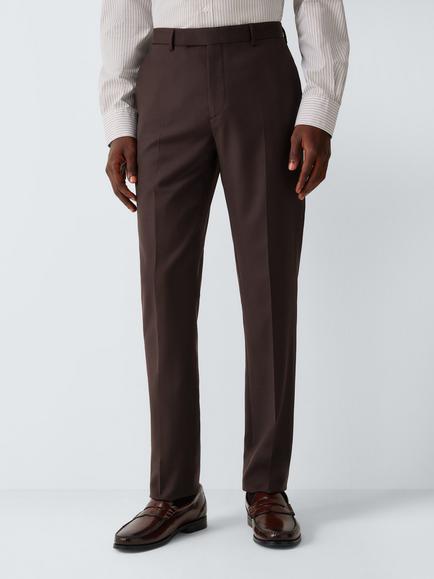 John Lewis Pure Wool Twill Slim Fit Suit Trousers, Chocolate, Chocolate