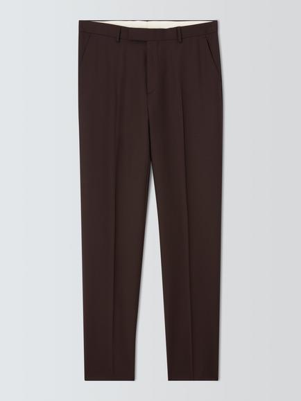 John Lewis Pure Wool Twill Slim Fit Suit Trousers, Chocolate, Chocolate