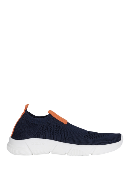 Geox Kids' April Knitted Trainers, Navy/Orange, Navy/Orange