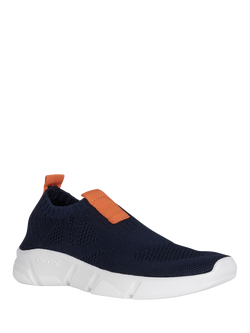 Geox Kids' April Knitted Trainers, Navy/Orange - view 2, Navy/Orange