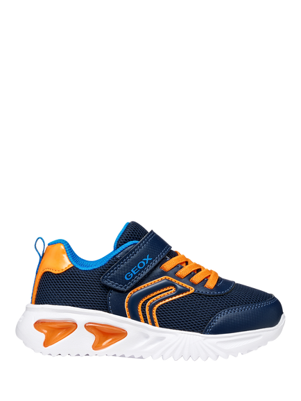 Geox Kids' Assister Mesh Trainers, Navy/Orange