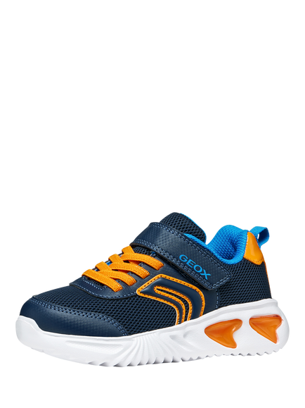Geox Kids' Assister Mesh Trainers - view 2, Navy/Orange