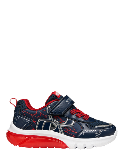 Geox Kids' Ciberdron Marvel Spiderman Trainers, Navy/Red, Navy/Red