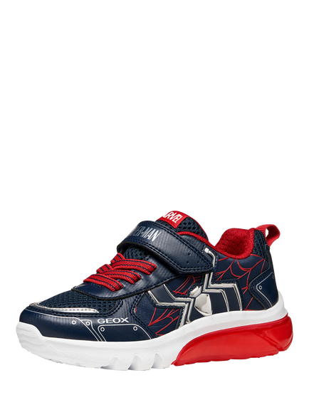 Geox Kids' Ciberdron Marvel Spiderman Trainers, Navy/Red - view 2, Navy/Red