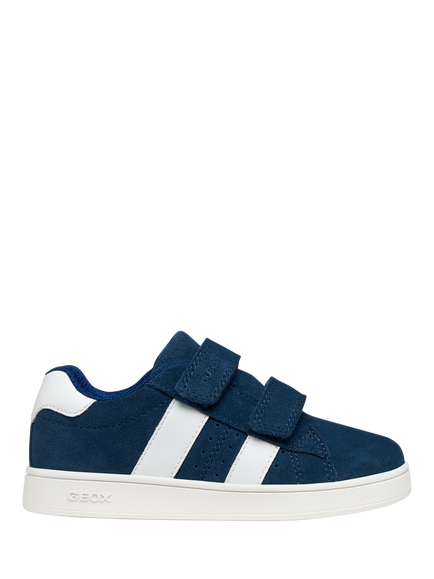 Geox Kids' Eclyper Suede Stripe Trainers, Navy/White, Navy/White