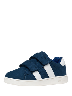 Geox Kids' Eclyper Suede Stripe Trainers, Navy/White - view 2, Navy/White