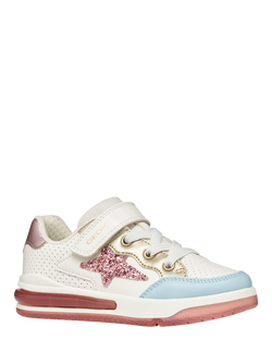 Geox Kids' Sketlite Light Up Trainers, White/Multi - view 2, White/Multi