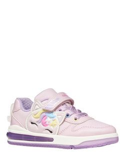 Geox Kids' Sketlite Light Up Unicorn Trainers, Pink/Lilac - view 2, Pink/Lilac