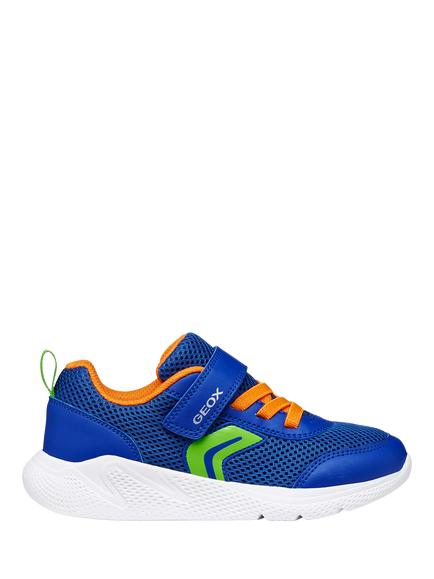 Geox Kids' Sprintye Mesh Trainers, Blue/Orange/Green