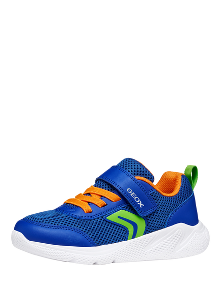 Geox Kids' Sprintye Mesh Trainers - view 2, Blue/Orange/Green