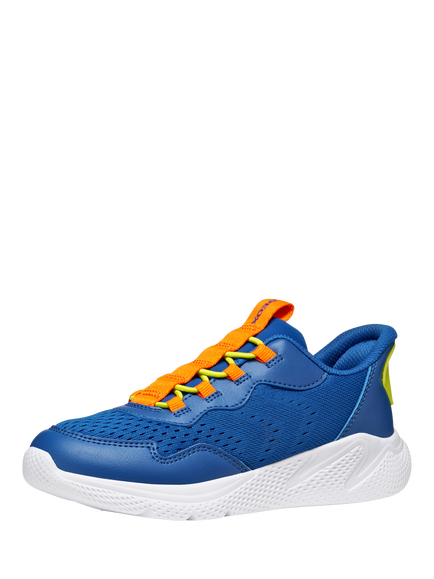 Geox Kids' Sprintye Fast Mesh Trainers, Blue/Orange - view 2, Blue/Orange