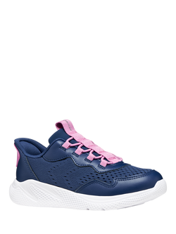 Geox Kids' Sprintye Fast Mesh Trainers - view 2, Navy/Pink