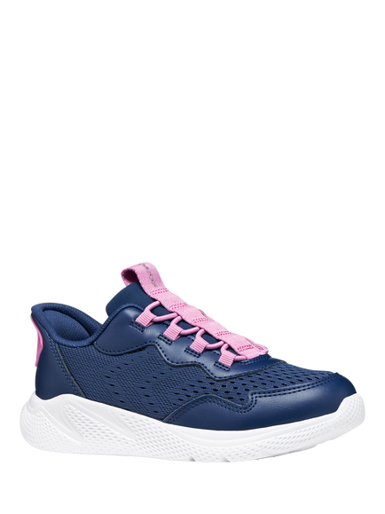 Geox Kids' Sprintye Fast Mesh Trainers - view 2, Navy/Pink