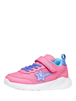 Geox Kids' Sprintye Low Cut Trainers, Pink/Blue - view 2, Pink/Blue
