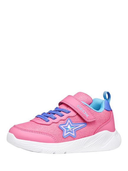 Geox Kids' Sprintye Low Cut Trainers, Pink/Blue - view 2, Pink/Blue