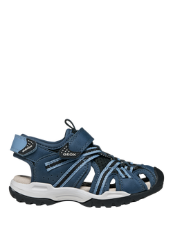 Geox Kids' Borealis Closed Toe Sandals, Denim/Black, Denim/Black