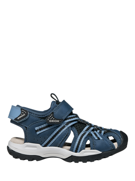 Geox Kids' Borealis Closed Toe Sandals, Denim/Black, Denim/Black