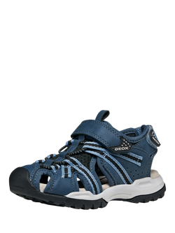 Geox Kids' Borealis Closed Toe Sandals, Denim/Black - view 2, Denim/Black