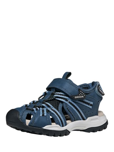Geox Kids' Borealis Closed Toe Sandals, Denim/Black - view 2, Denim/Black