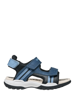 Geox Kids' Borealis Open Toe Sandals, Denim/Black, Denim/Black