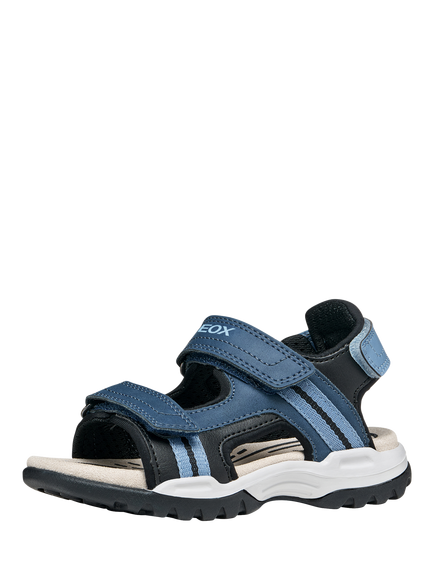 Geox Kids' Borealis Open Toe Sandals, Denim/Black - view 2, Denim/Black