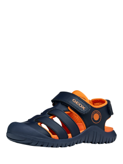 Geox Kids' Fusbetto Pro Closed Toe Sandals - view 2, Navy/Orange