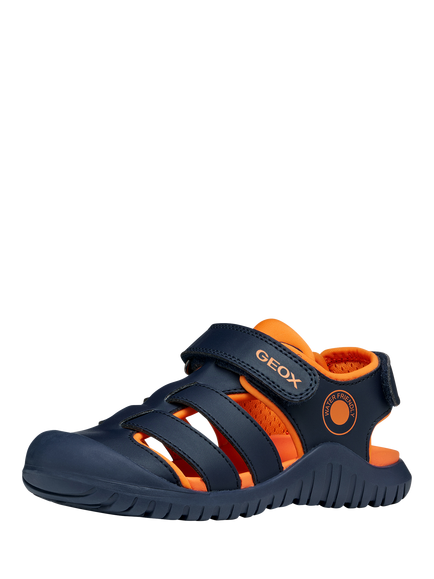 Geox Kids' Fusbetto Pro Closed Toe Sandals - view 2, Navy/Orange