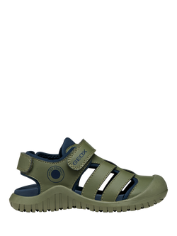 Geox Kids' Fusbetto Pro Closed Toe Sandals, Green/Navy