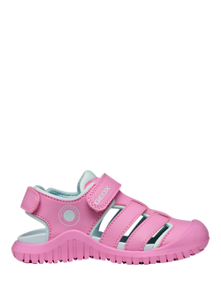 Geox Kids' Fusbetto Pro Closed Toe Sandals, Pink/Blue, Pink/Blue