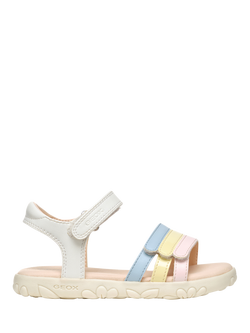 Geox Kids' Haiti Open Toe Sandals, White/Multi, White/Multi