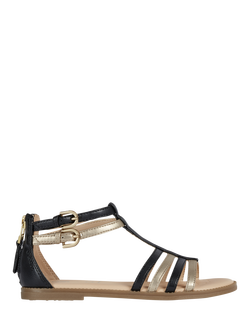 Geox Kids' Karly Open Toe Sandals, Black/Platinum, Black/Platinum