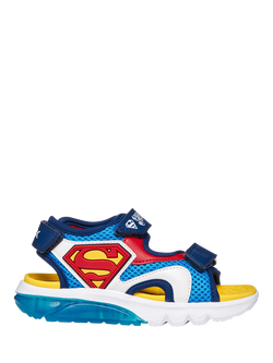 Geox Kids' Ciberdron Superman Sandals, Blue/Red, Blue/Red