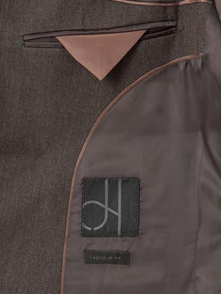 John Lewis Wool Rich Double Breasted Suit Jacket, Brown - view 2, Brown