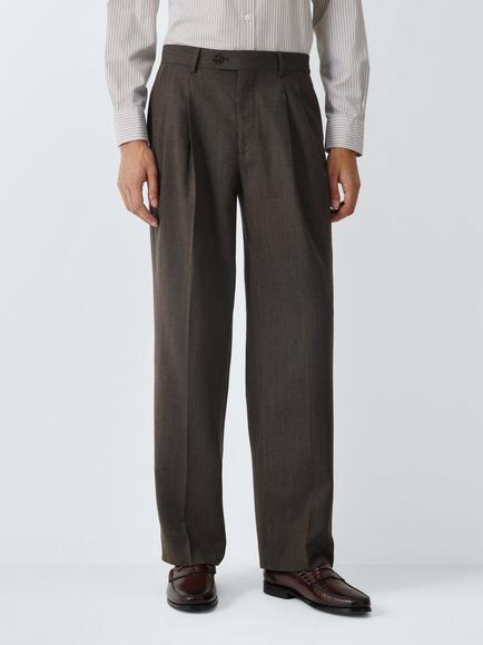 John Lewis Regular Fit Wool Rich Suit Trousers, Brown, Brown