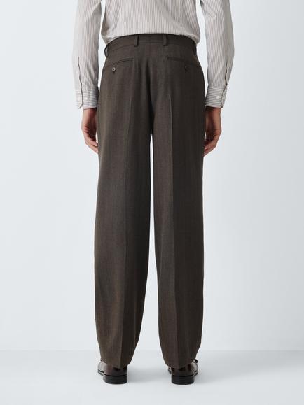 John Lewis Regular Fit Wool Rich Suit Trousers, Brown - view 2, Brown