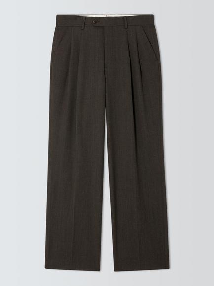 John Lewis Wool Rich Suit Trousers, Brown, Brown