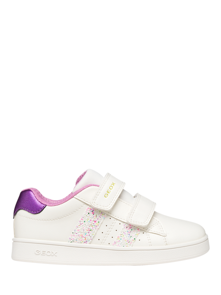 Geox Kids' Eclyper Glitter Stripe Trainers, White/Multi, White/Multi