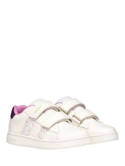 Geox Kids' Eclyper Glitter Stripe Trainers, White/Multi - view 2, White/Multi