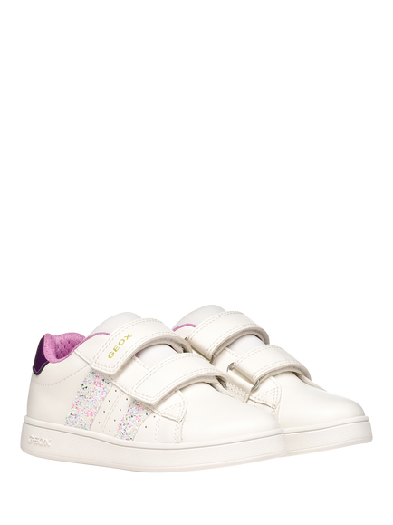 Geox Kids' Eclyper Glitter Stripe Trainers, White/Multi - view 2, White/Multi