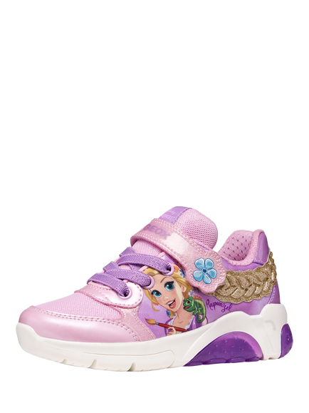 Geox Kids' Fadinlight Disney Tangled Rapunzel Trainers, Pink Multi - view 2, Pink Multi