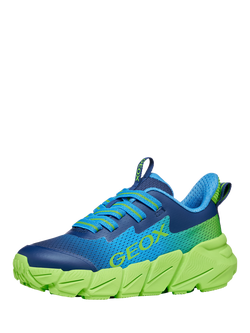 Geox Kids' Flexyper Fast Mesh Trainers, Blue/Green - view 2, Blue/Green
