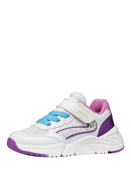 Geox Kids' Loftus Trainers, White/Multi - view 2, White/Multi