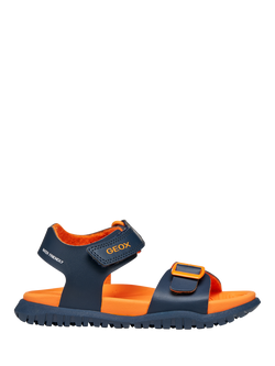 Geox Kids' Fusbetto Open Toe Sandals, Navy/Orange, Navy/Orange