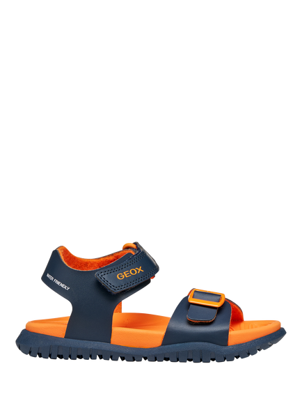 Geox Kids' Fusbetto Open Toe Sandals, Navy/Orange, Navy/Orange