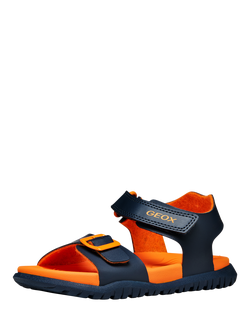 Geox Kids' Fusbetto Open Toe Sandals, Navy/Orange - view 2, Navy/Orange